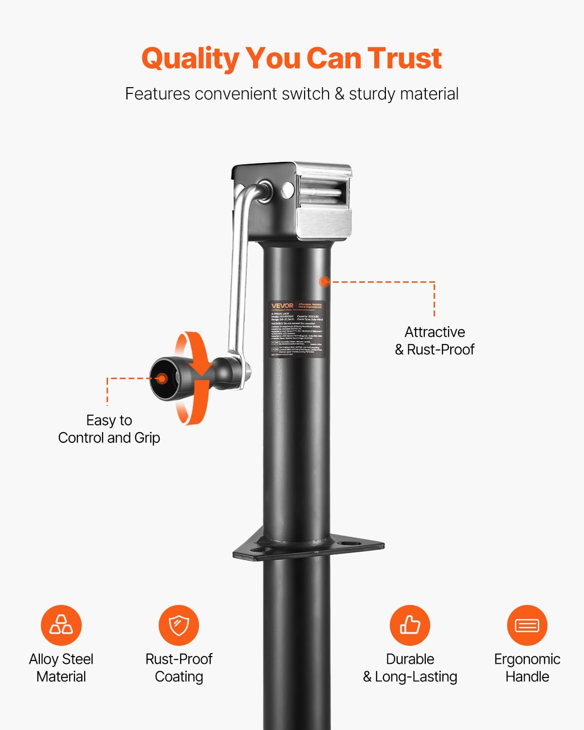 VEVOR adjustable drop leg detail offering precise height control