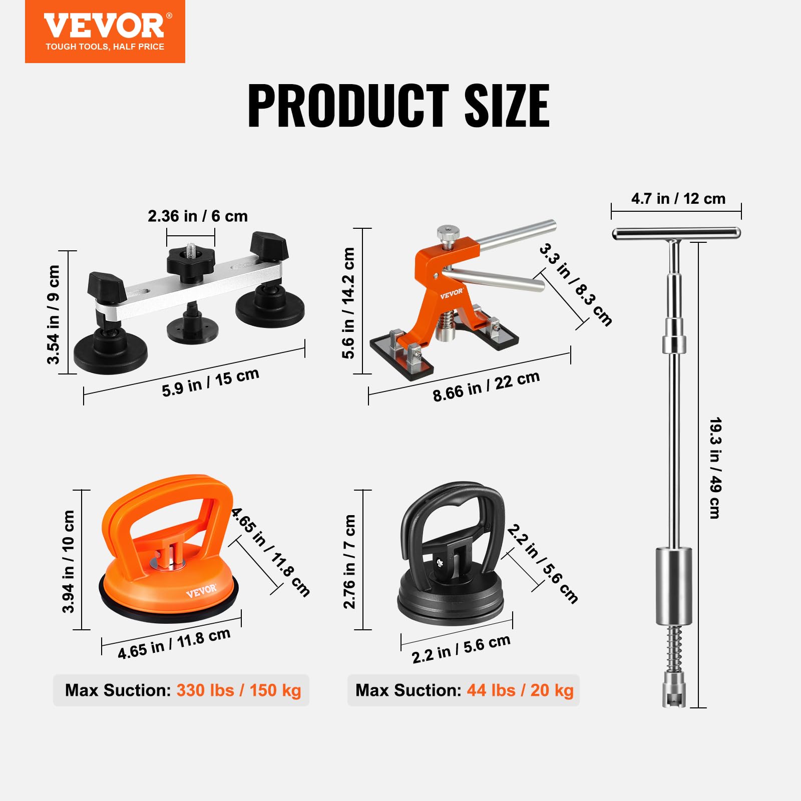 VEVOR air wedge and suction cup in use creating space for safe panel access