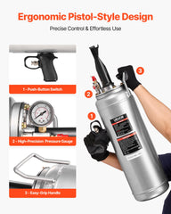 VEVOR aluminum cylinder close-up highlighting durable, leak-resistant construction