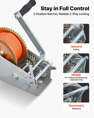 VEVOR anti-slip handle in use for comfortable cranking and better grip during pulls