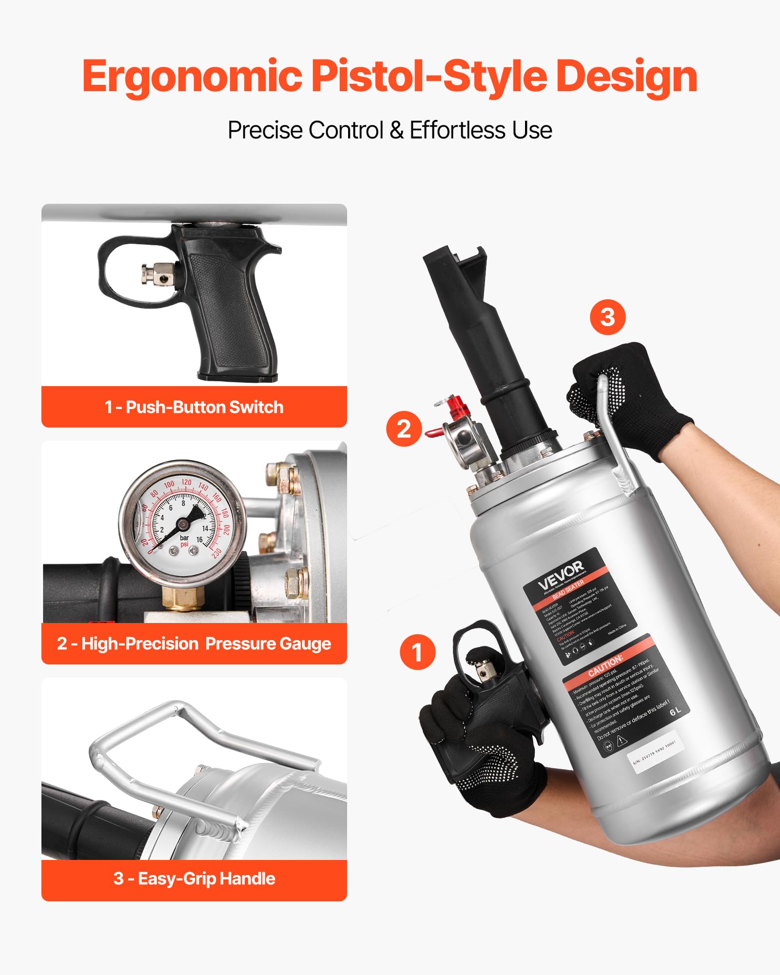 VEVOR demonstration seating a tire bead on a rim to restore seal quickly