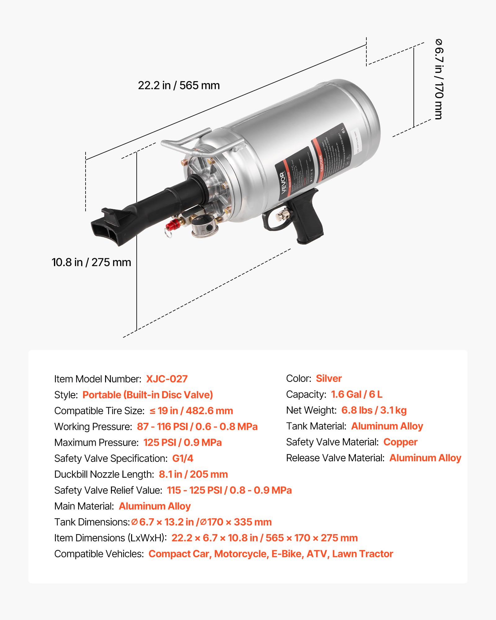 VEVOR held in hands for scale showing lightweight, easy transport benefit