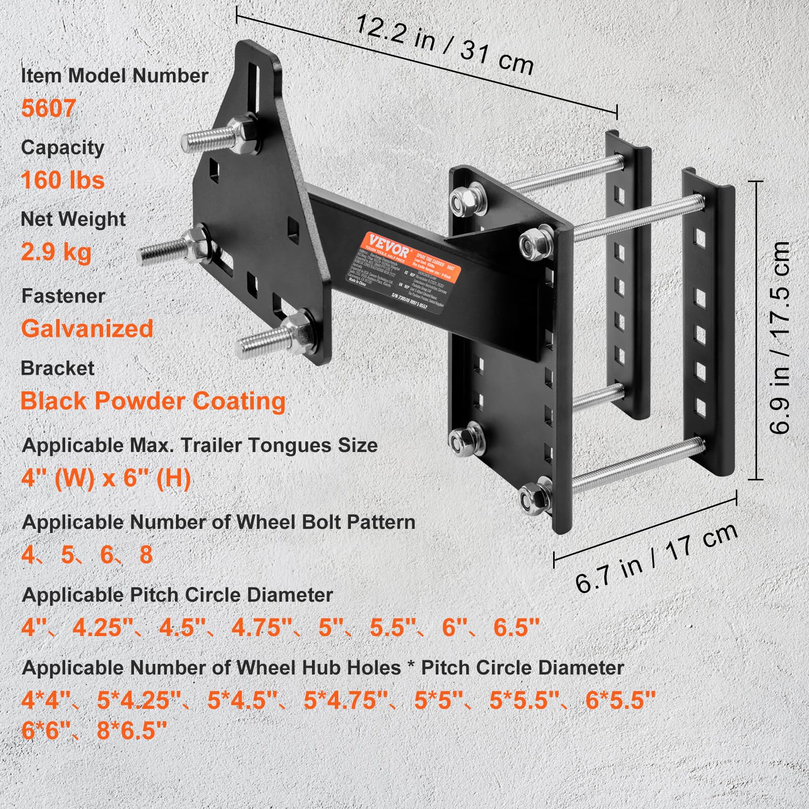 VEVOR carrier beside tape measure showing compact size and fit benefit