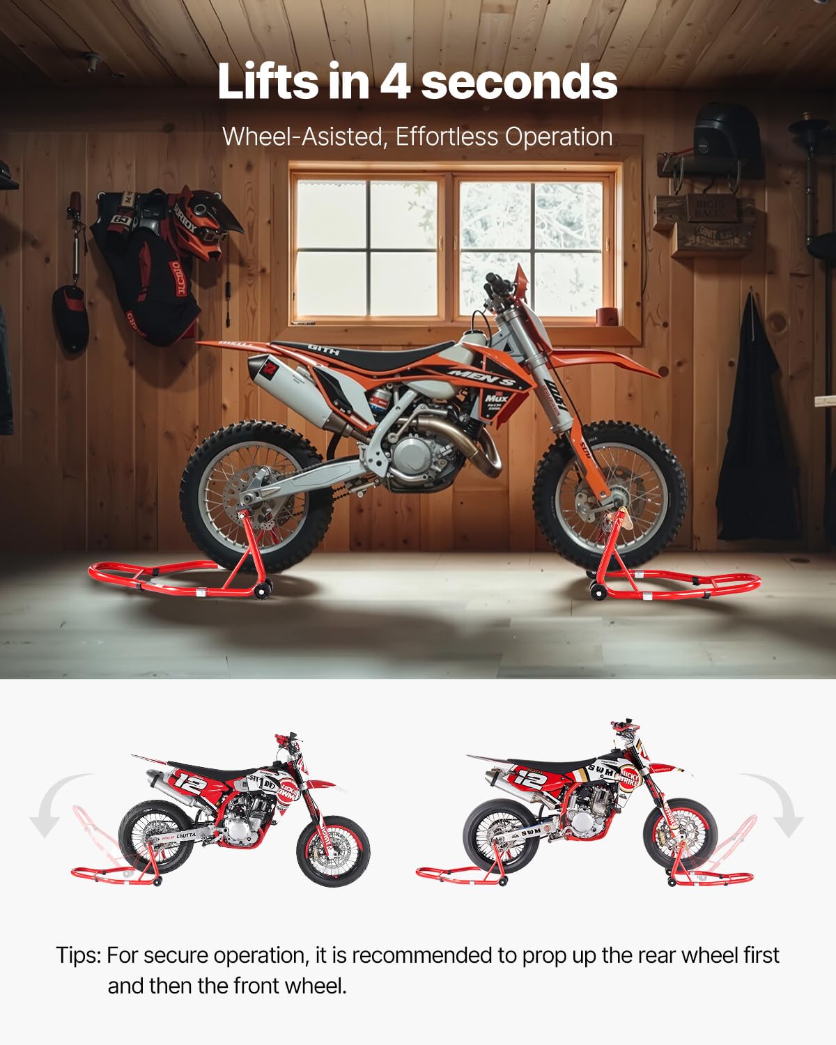 VEVOR casters and extended handle delivering quick effortless lifts