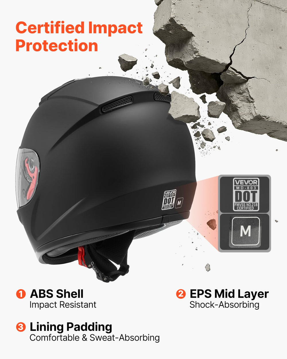 VEVOR clear visor close-up providing unobstructed visibility benefit
