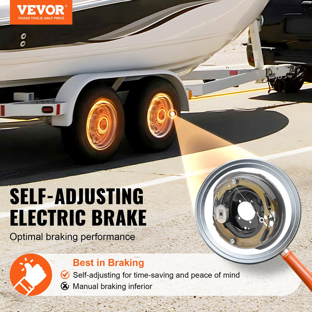 VEVOR close-up of brake shoe and adjuster illustrating precise adjustment advantage