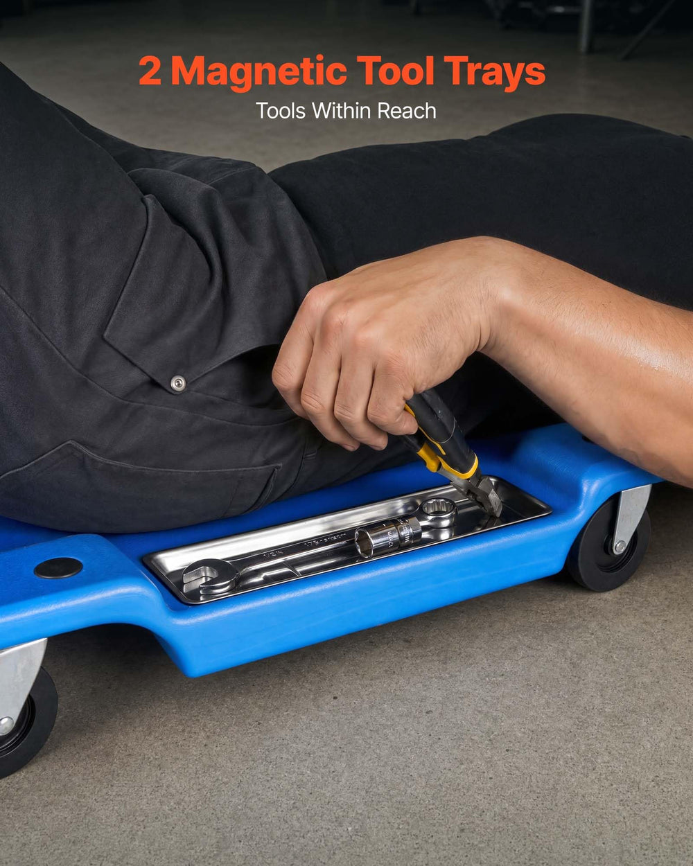 VEVOR creeper six swivel casters underview for smooth maneuverability