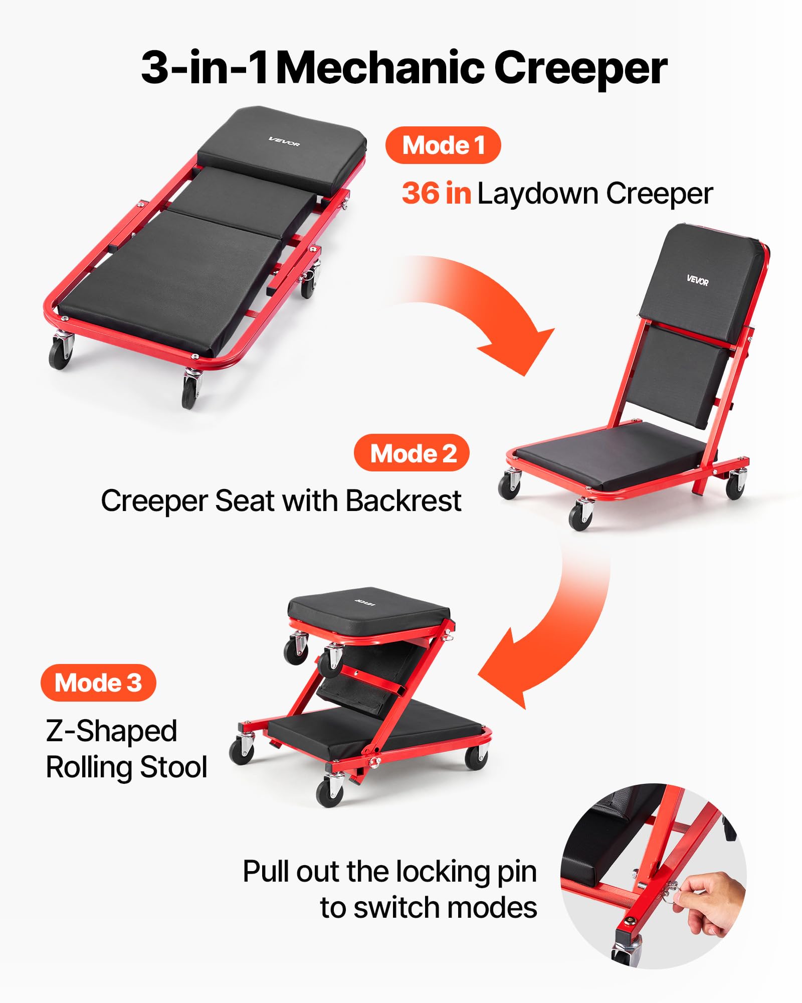 VEVOR folded into Z-stool demonstrating compact mobility and easy repositioning benefit