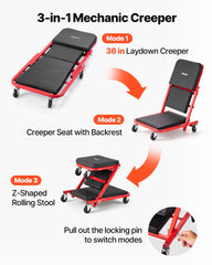 VEVOR folded into Z-stool demonstrating compact mobility and easy repositioning benefit