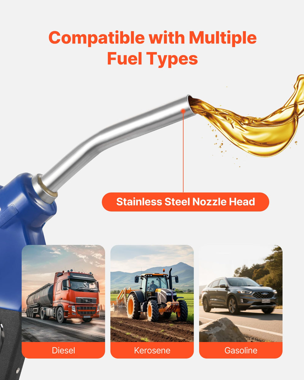 VEVOR side profile of nozzle emphasizing durable body and ergonomic shape