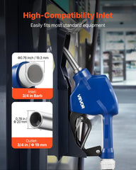 VEVOR close-up of 3/4-inch spout highlighting secure flow and precision