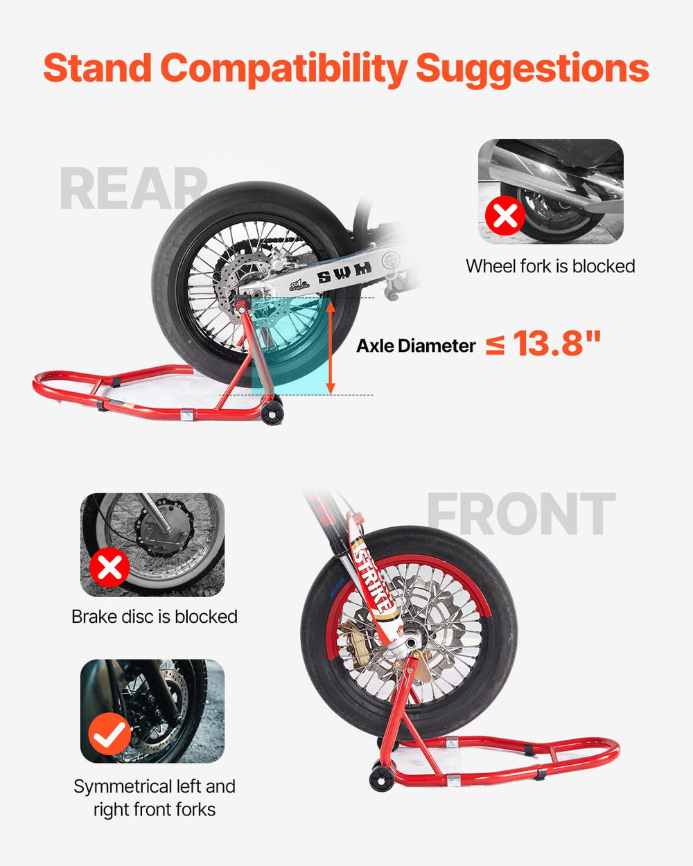 VEVOR dual fork adjustable width shot enabling precise front fork fit