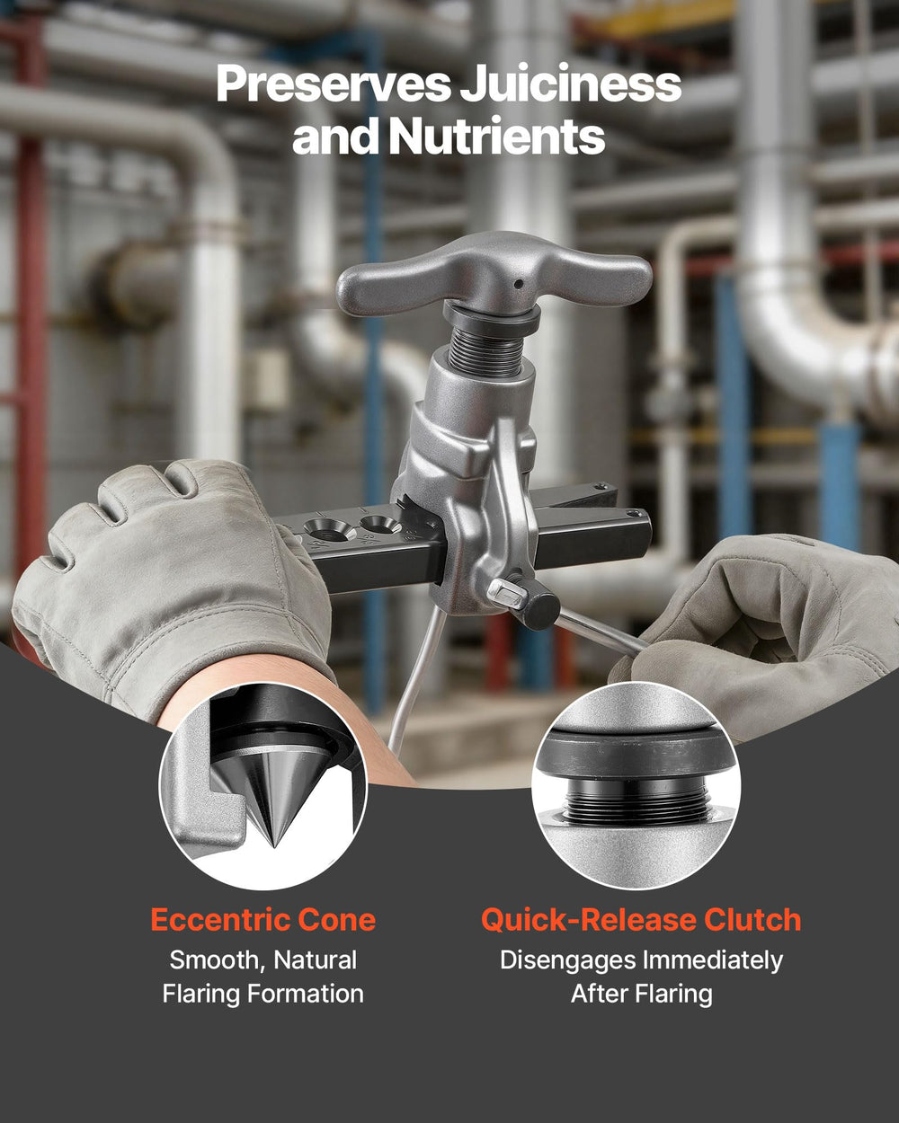 VEVOR clamp size markings visible for quick tube alignment and accuracy