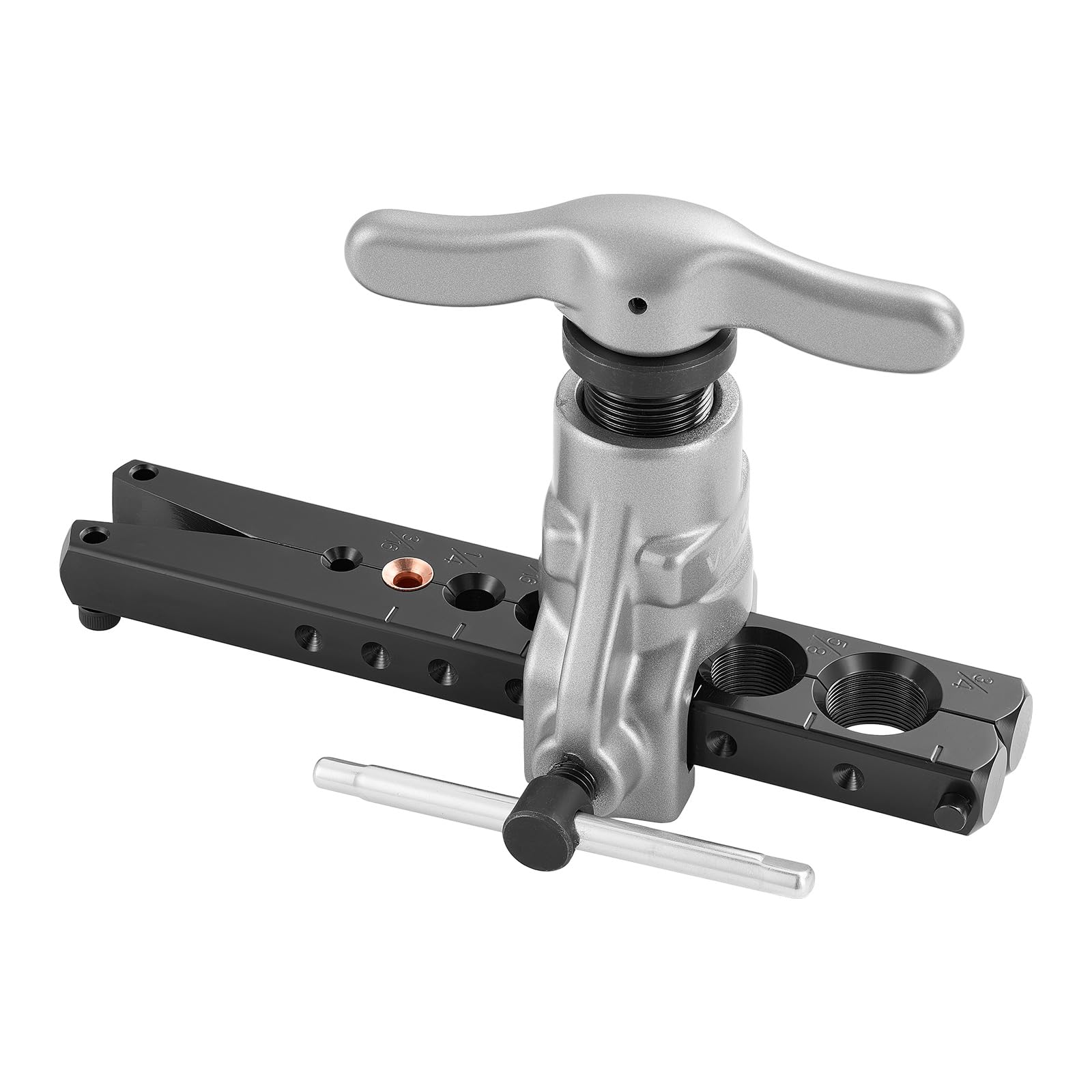 VEVOR flaring tool beside ruler illustrating compact size and portability