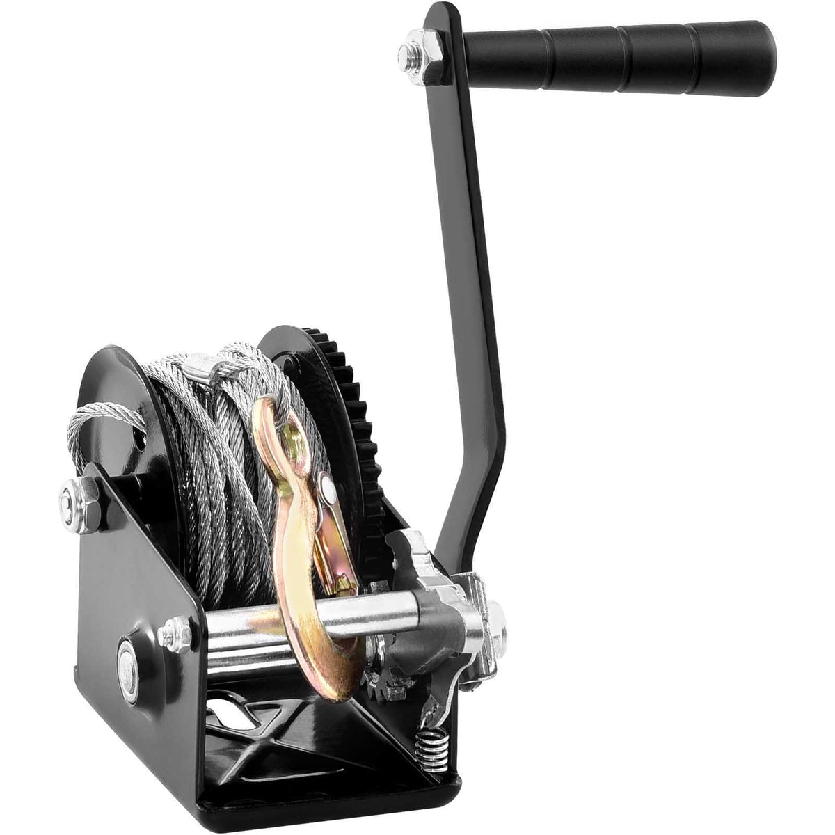 VEVOR front overview of winch showing compact durable frame and easy mounting