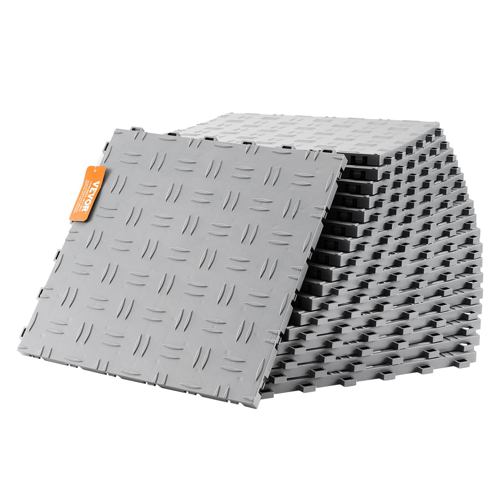 VEVOR front view of 25 pack silver tiles showing packaged set and benefits