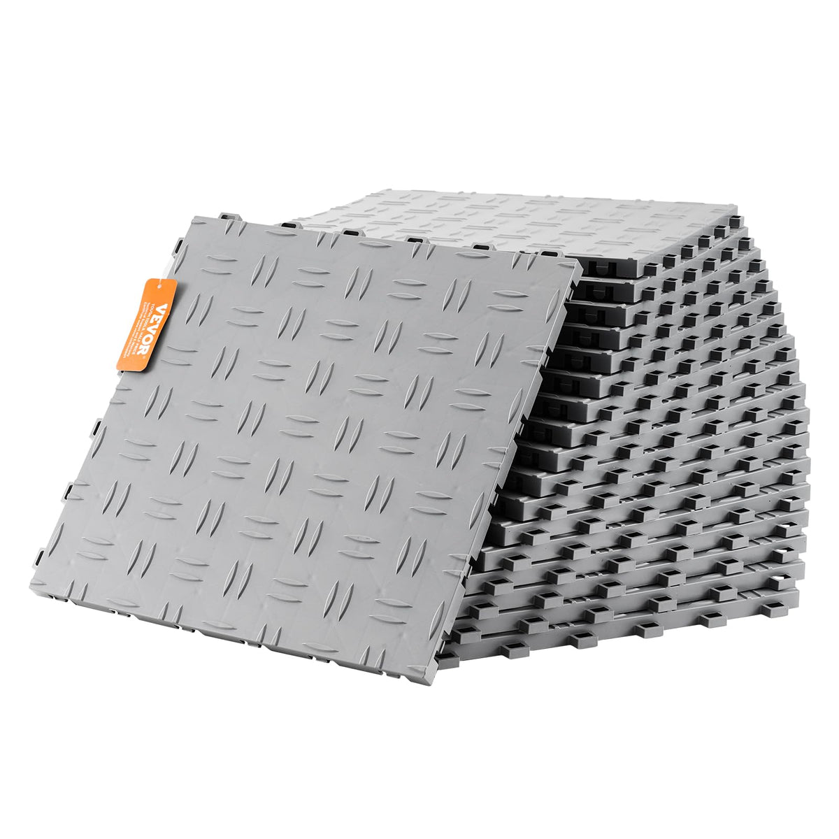VEVOR front view of 25 pack silver tiles showing packaged set and benefits