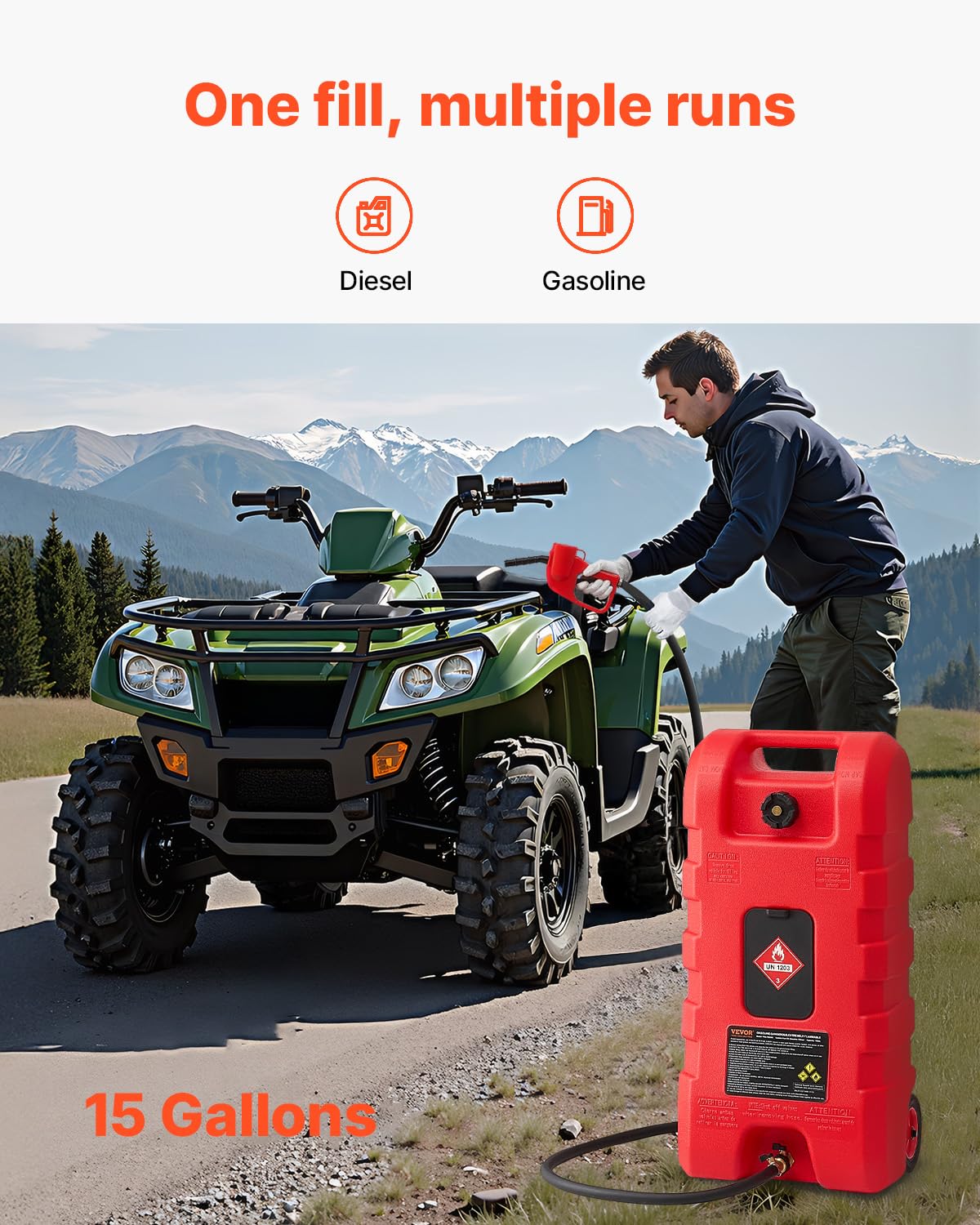 VEVOR side profile with wheels demonstrating easy transport benefit