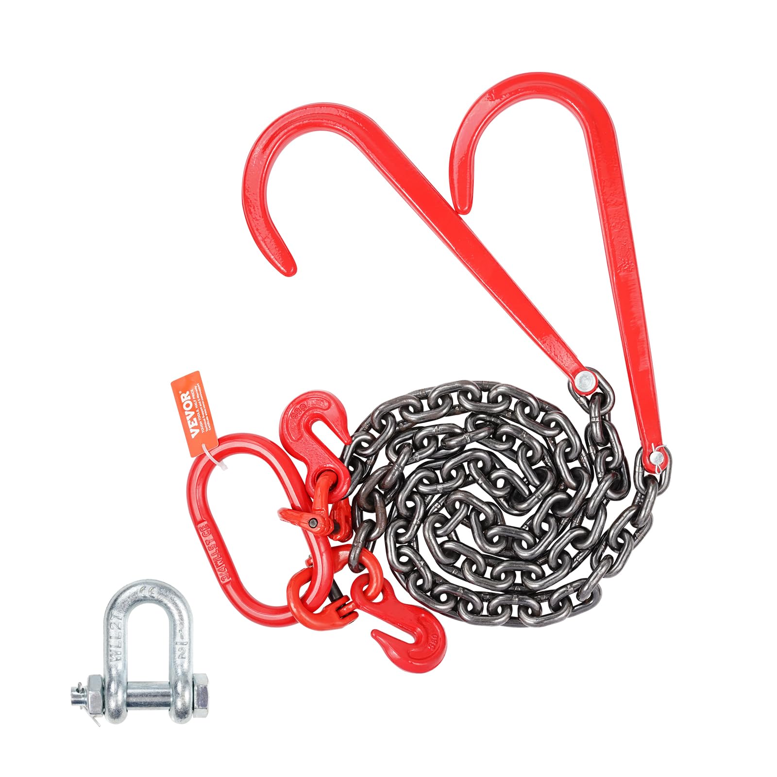 VEVOR front view of G80 V bridle chain showing compact design and transport use