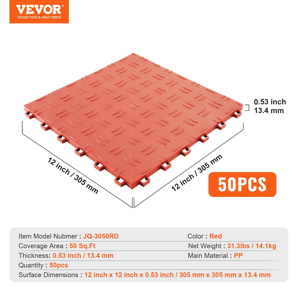 VEVOR tiles in a repair shop resisting oil and tool impact