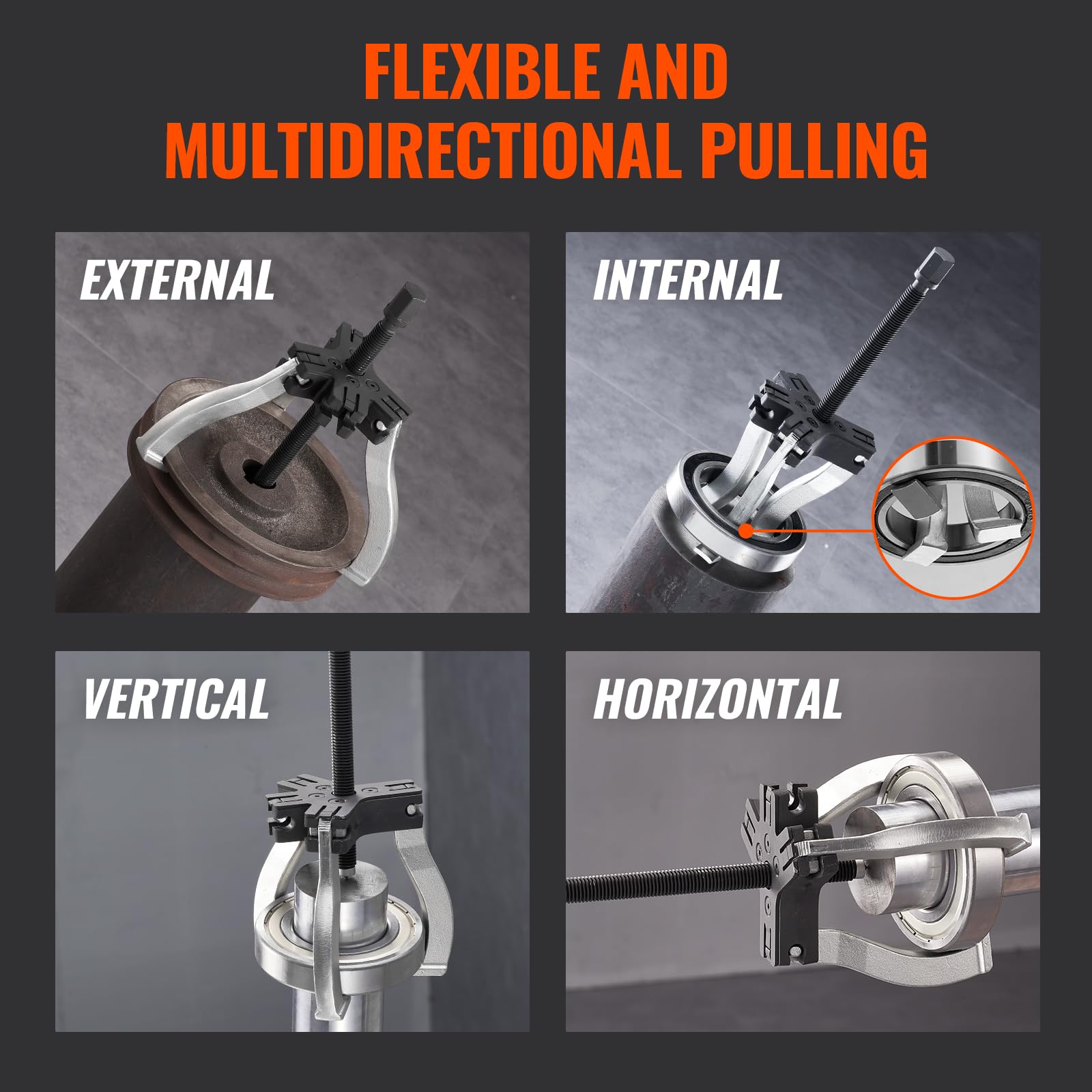 VEVOR central screw detail showing heat-treated strength and torque