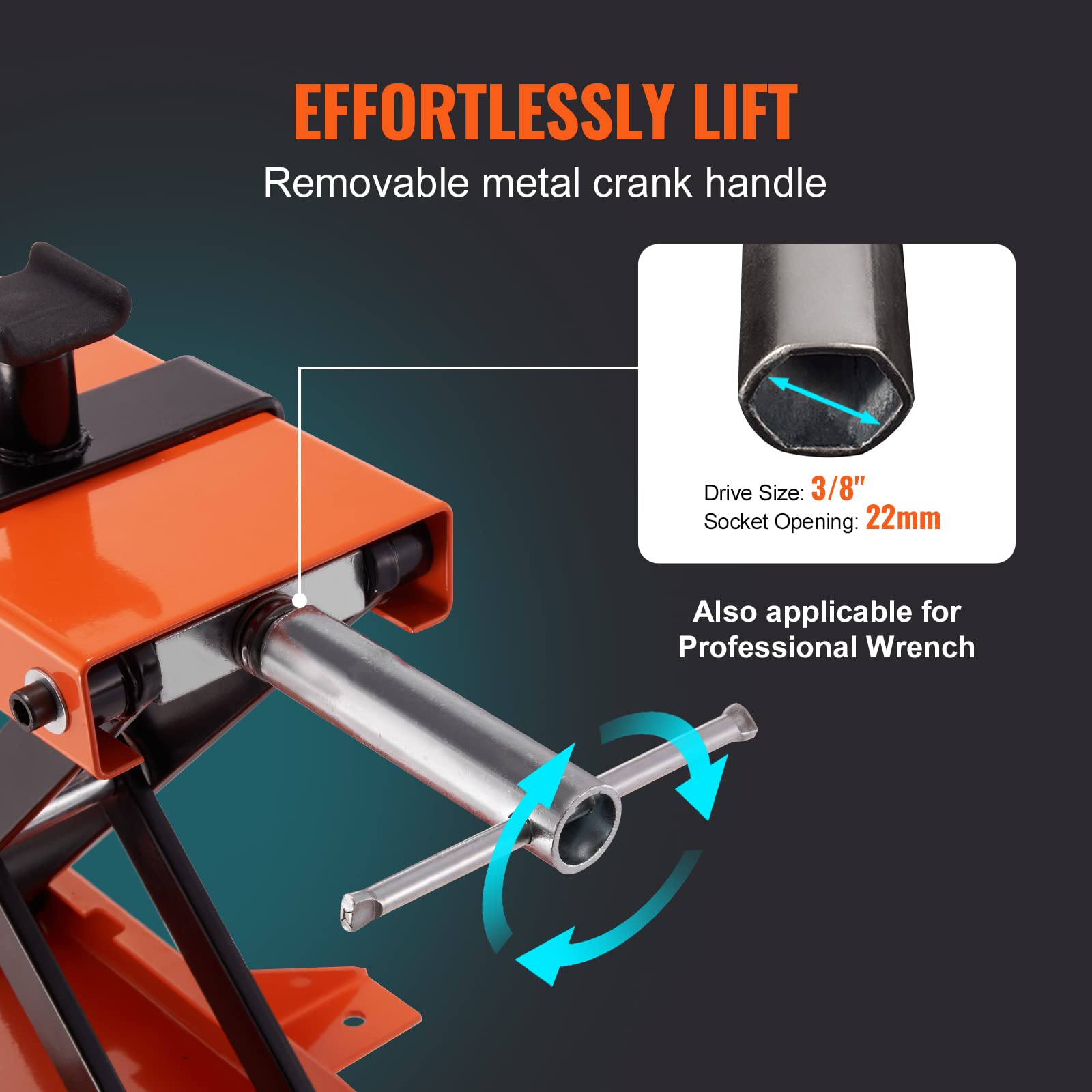 VEVOR detachable handle and crank for tool-free lifting benefit