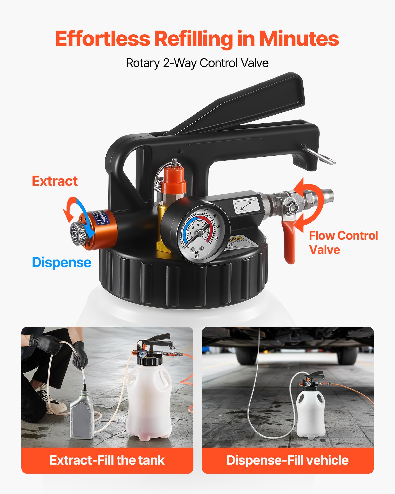 VEVOR HDPE reservoir side view resisting oil and chemical damage