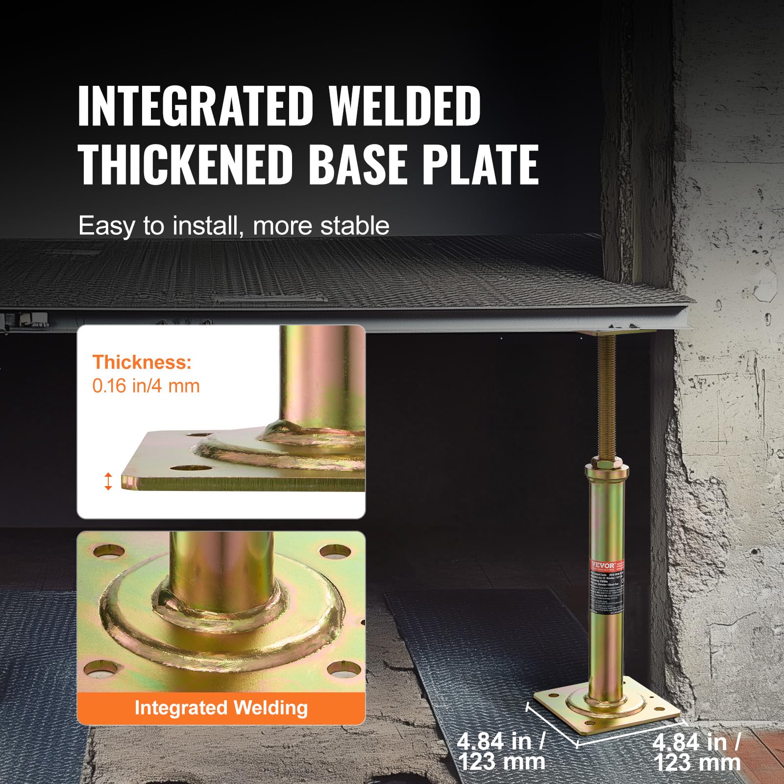VEVOR height-range markings showing 11.6 to 16 inches for versatile positioning