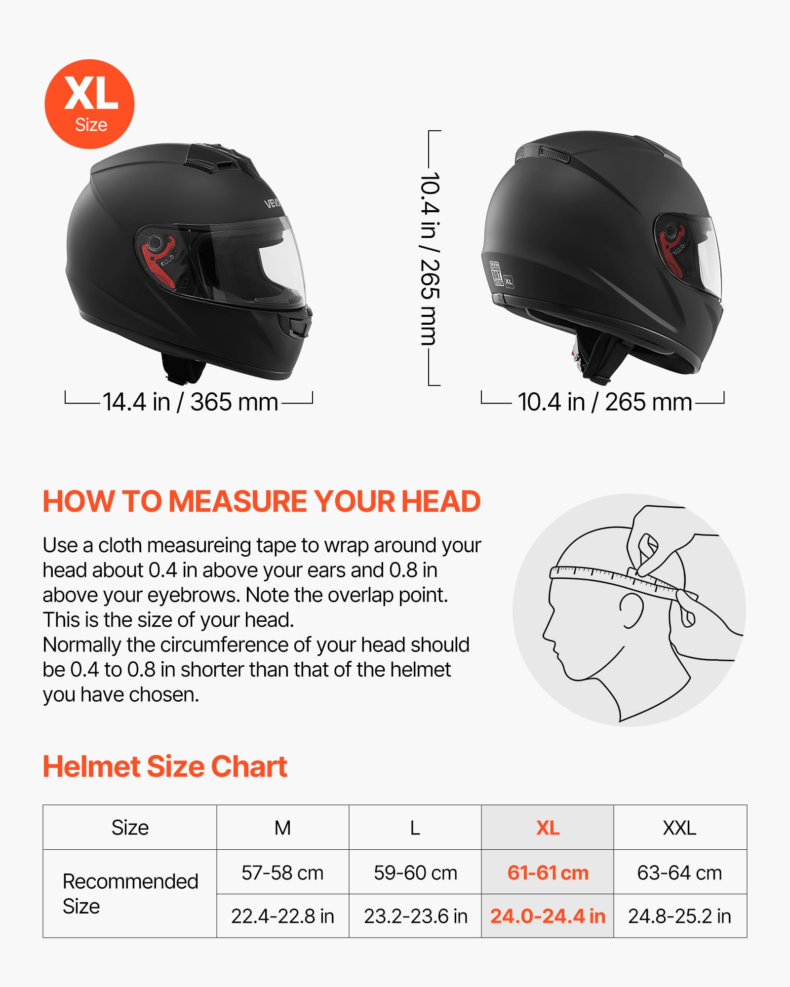 VEVOR helmet close-up of clear visor for unobstructed visibility benefit