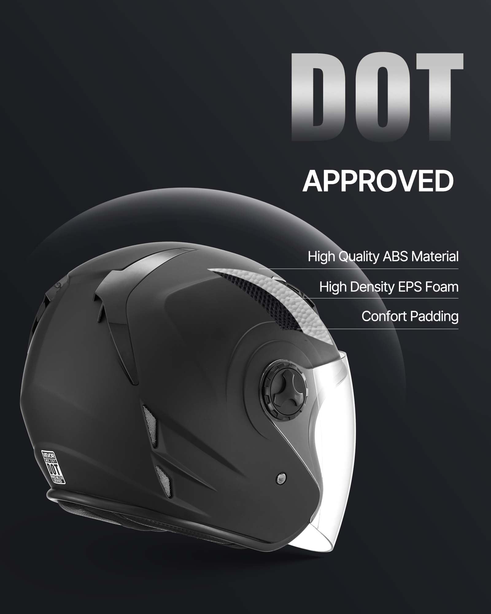 VEVOR helmet side profile with visor illustrating aerodynamic balance