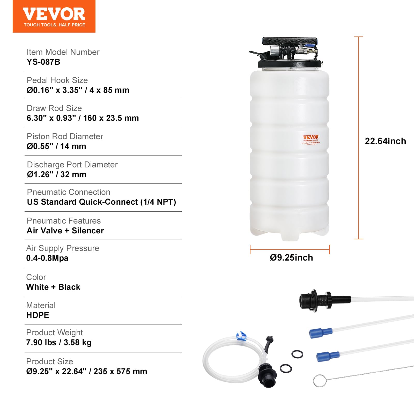 VEVOR extractor in a car engine bay offering hands-free, cleaner oil removal