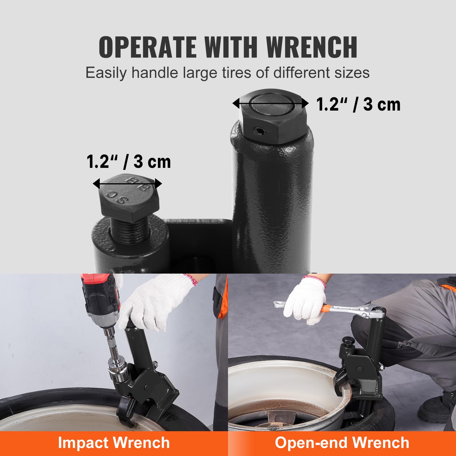 VEVOR in use on ATV tire enabling field repairs and fast bead separation