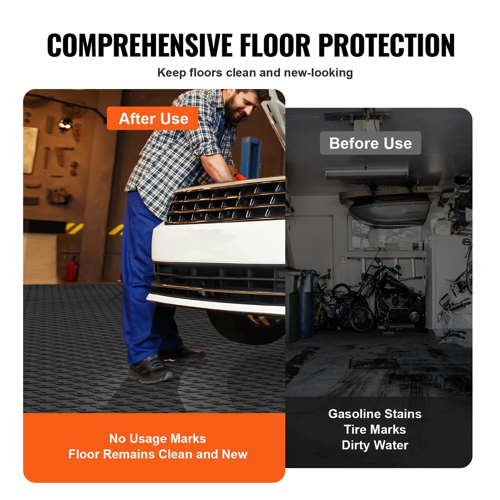 VEVOR installed garage floor showing full-room coverage and professional look