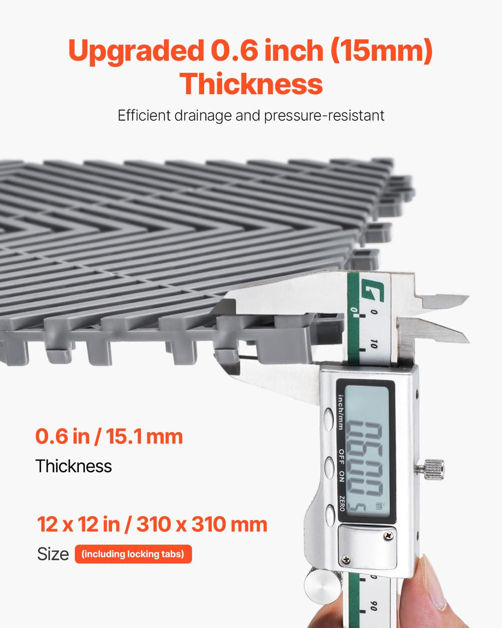 VEVOR interlock edge detail demonstrating tool-free snap system for quick assembly