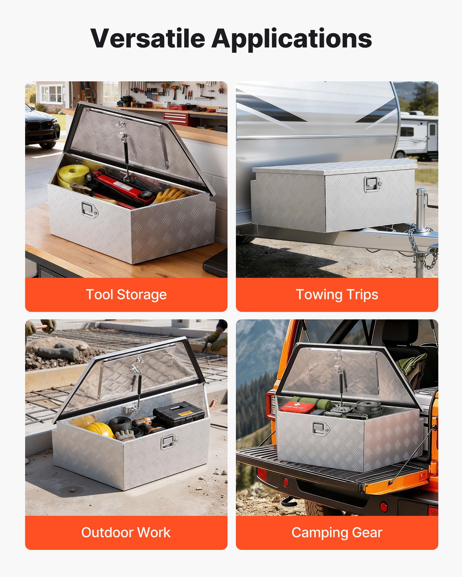 VEVOR interior loaded with battery and tools illustrating roomy organized storage