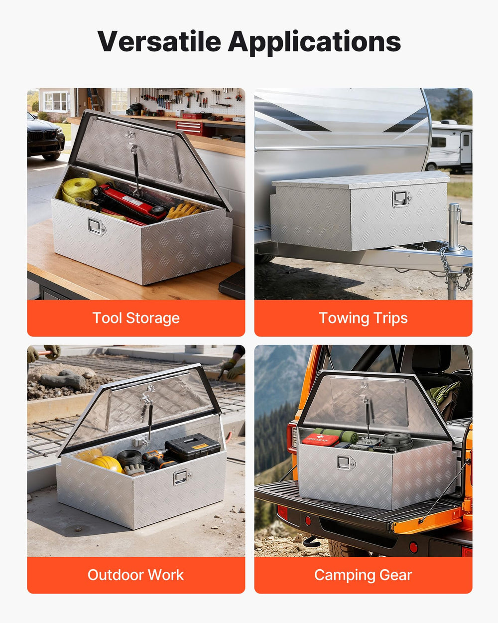 VEVOR interior loaded with battery and tools illustrating roomy organized storage