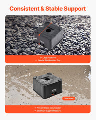 VEVOR jack block installed under RV jack demonstrating improved stability benefit