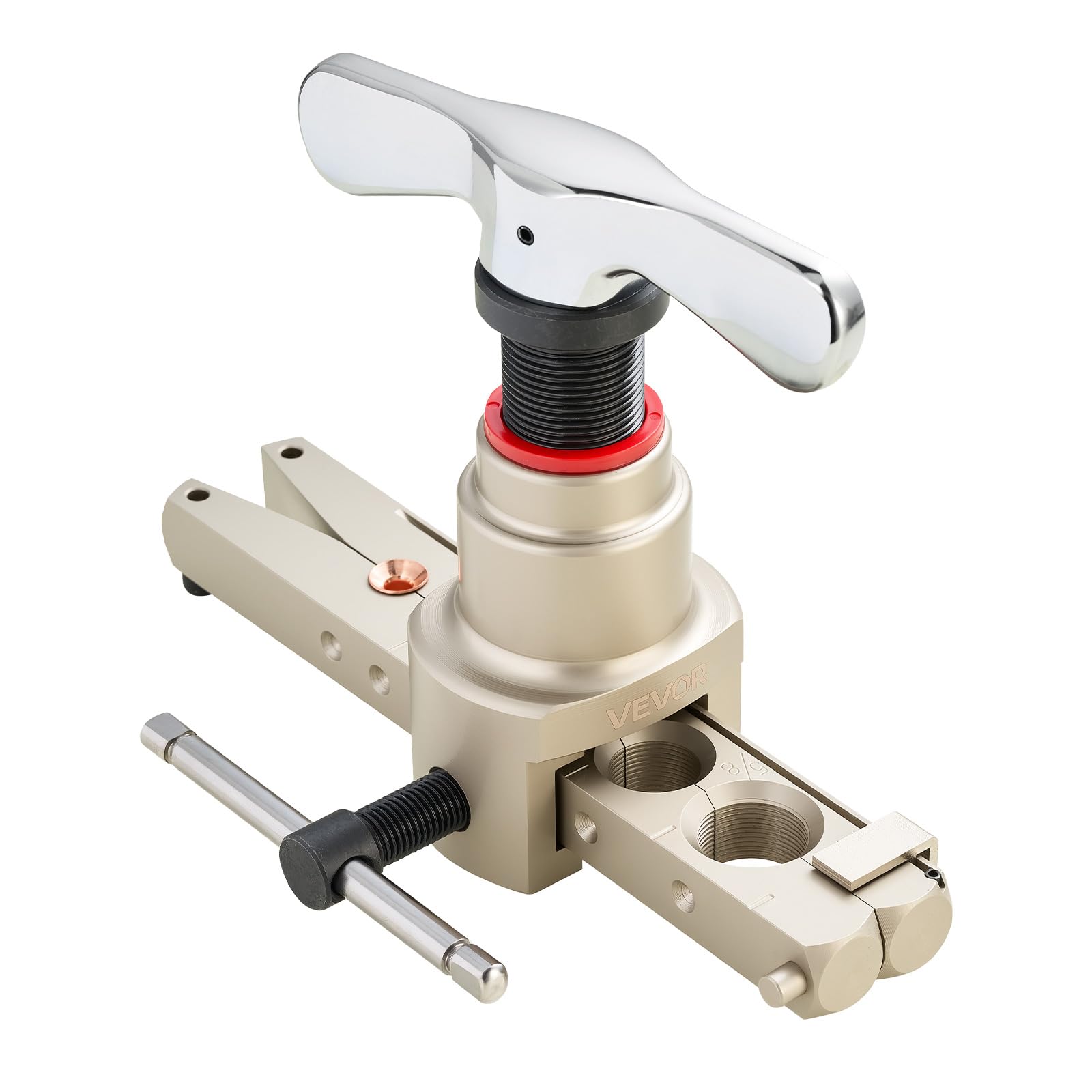 VEVOR kit beside ruler showing compact size and easy transport