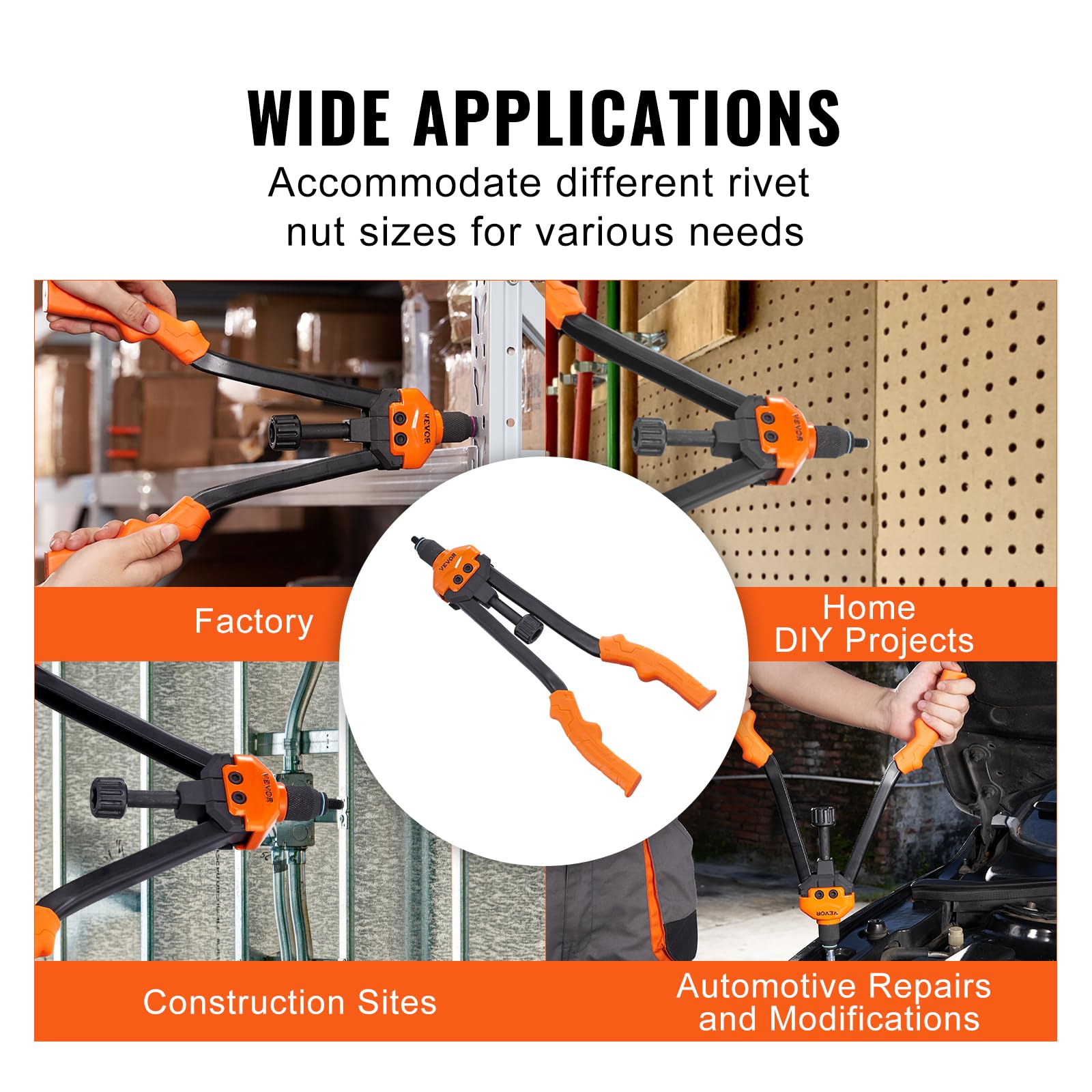 VEVOR spindle knob close-up demonstrating quick de-riveting convenience