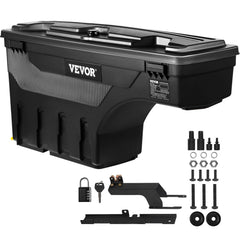VEVOR front view of left wheel well box showing secure fit and streamlined look