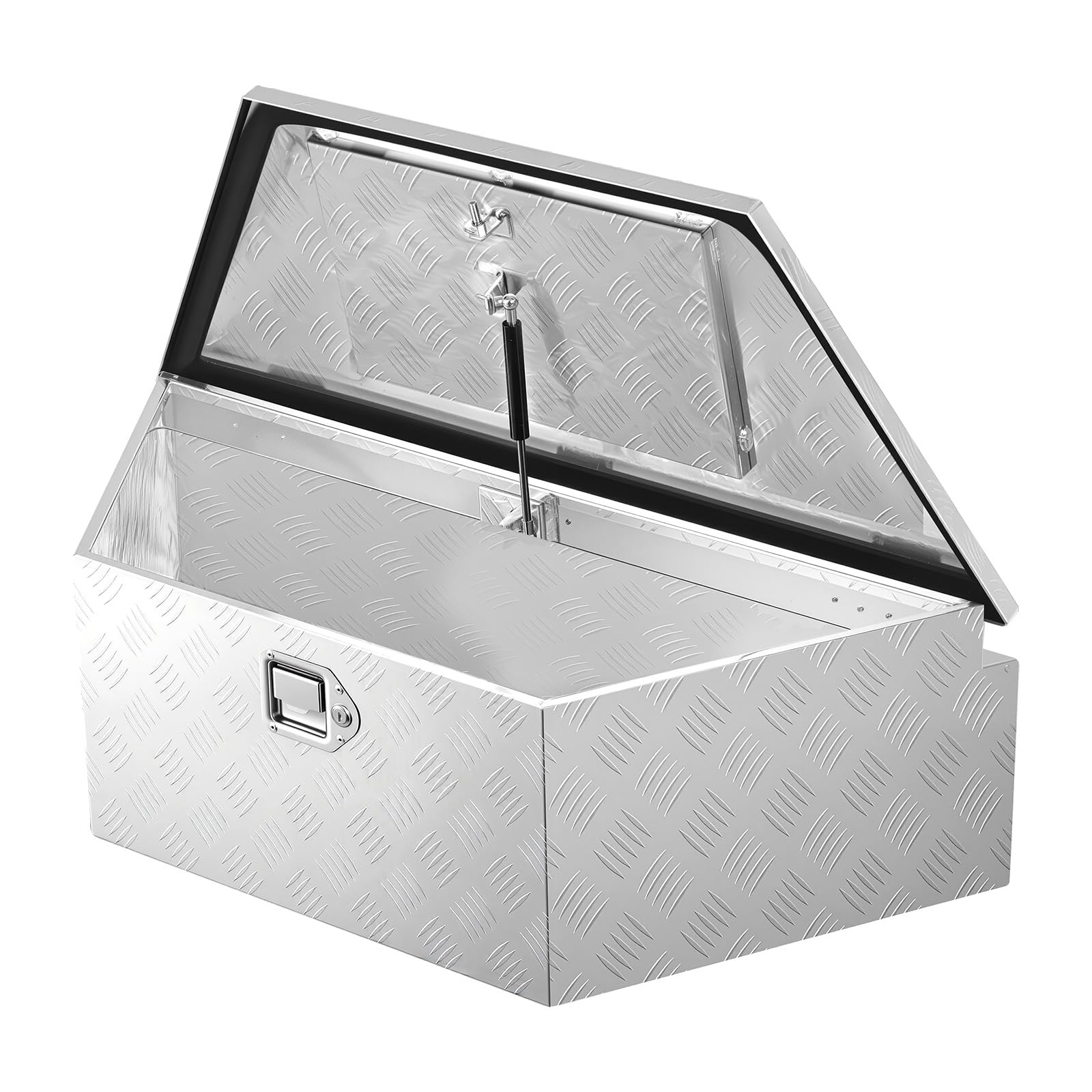 VEVOR trailer tongue box in camping setting showing protected gear on site