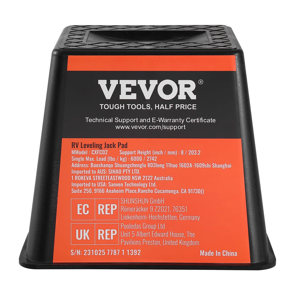 VEVOR blocks under trailer at campsite improving safety and comfort