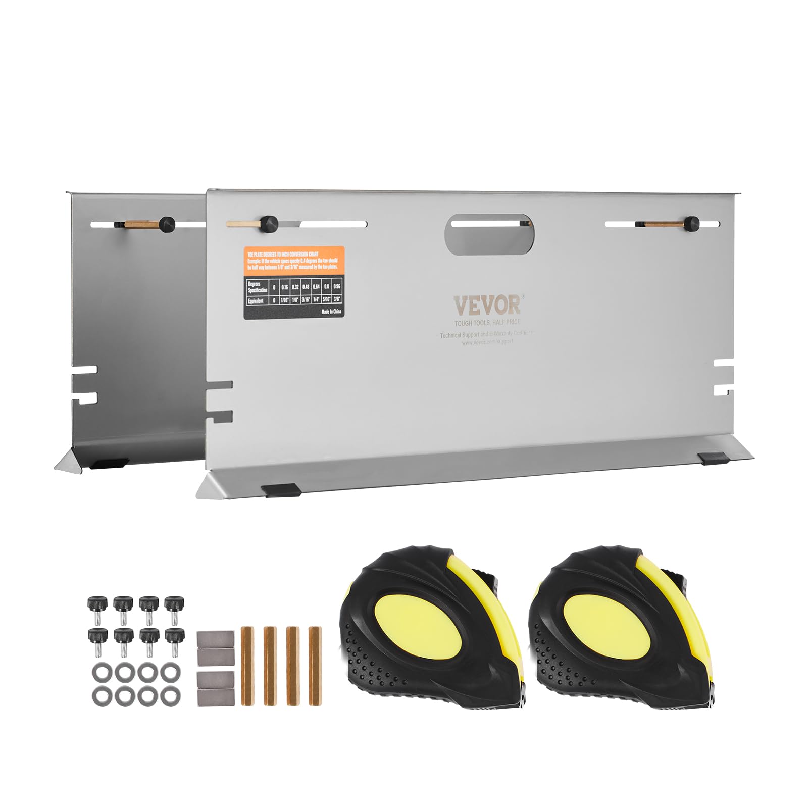 VEVOR lifestyle garage setup illustrating portable alignment checks for DIY mechanics