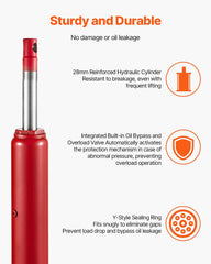 VEVOR piston plunger detail highlighting large-diameter cylinder and leak resistance
