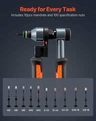 VEVOR close-up of the ten mandrels lined up for quick size selection and flexibility