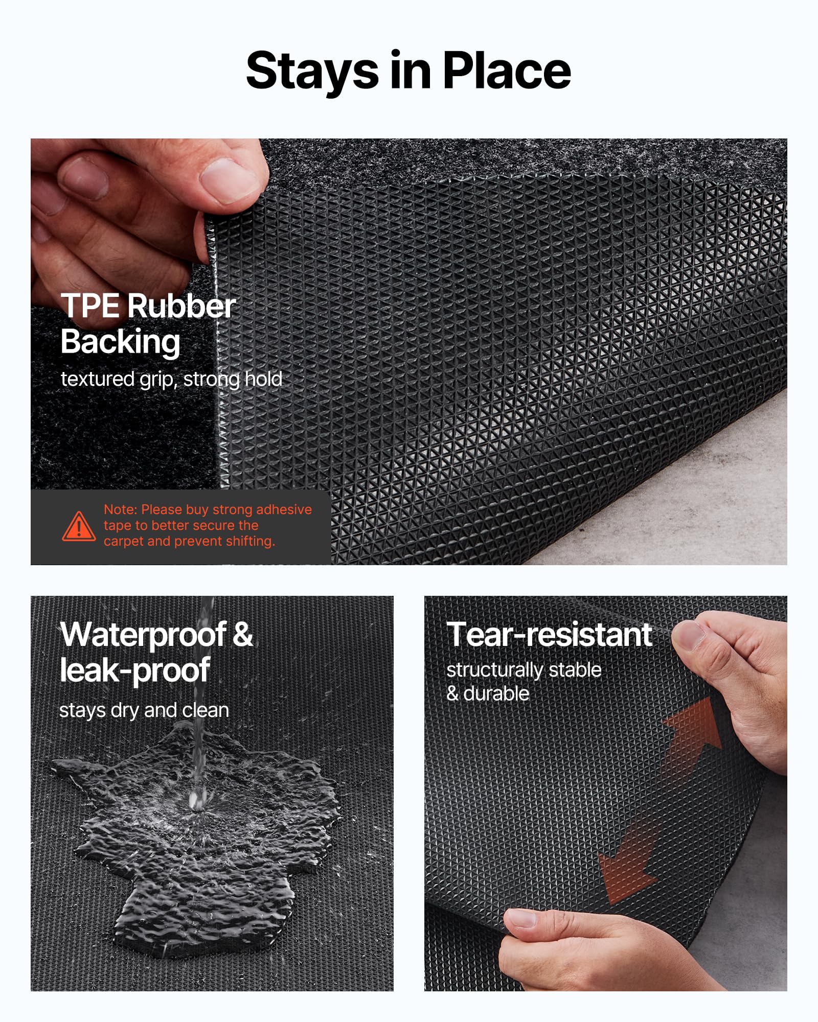 VEVOR garage mat trimmed to fit around pillars demonstrating customizable sizing benefit