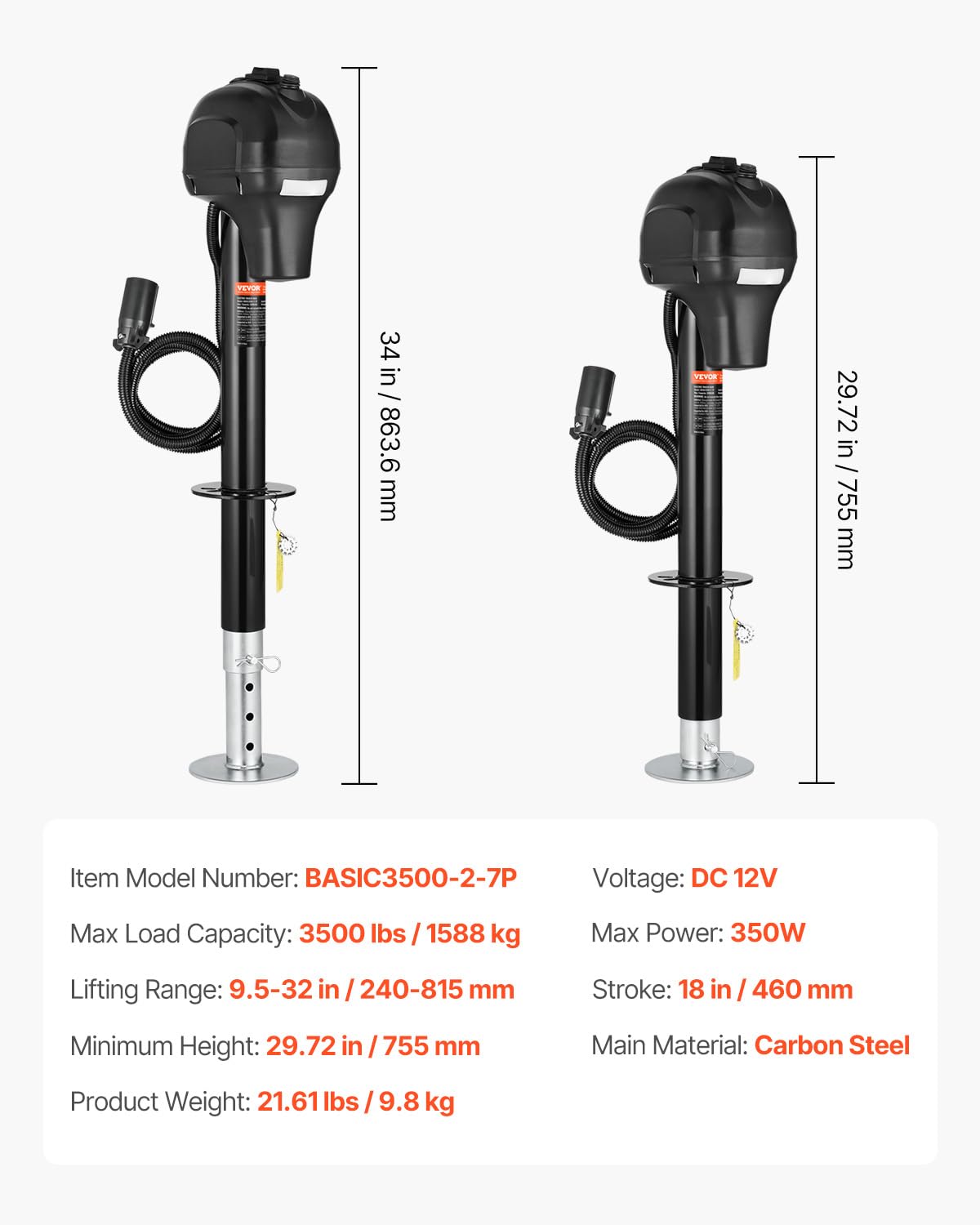 VEVOR mounted on trailer profile demonstrating secure fit and stability