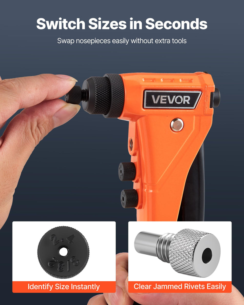 VEVOR drill bits and removal nozzle laid out, simplifies hole prep and maintenance