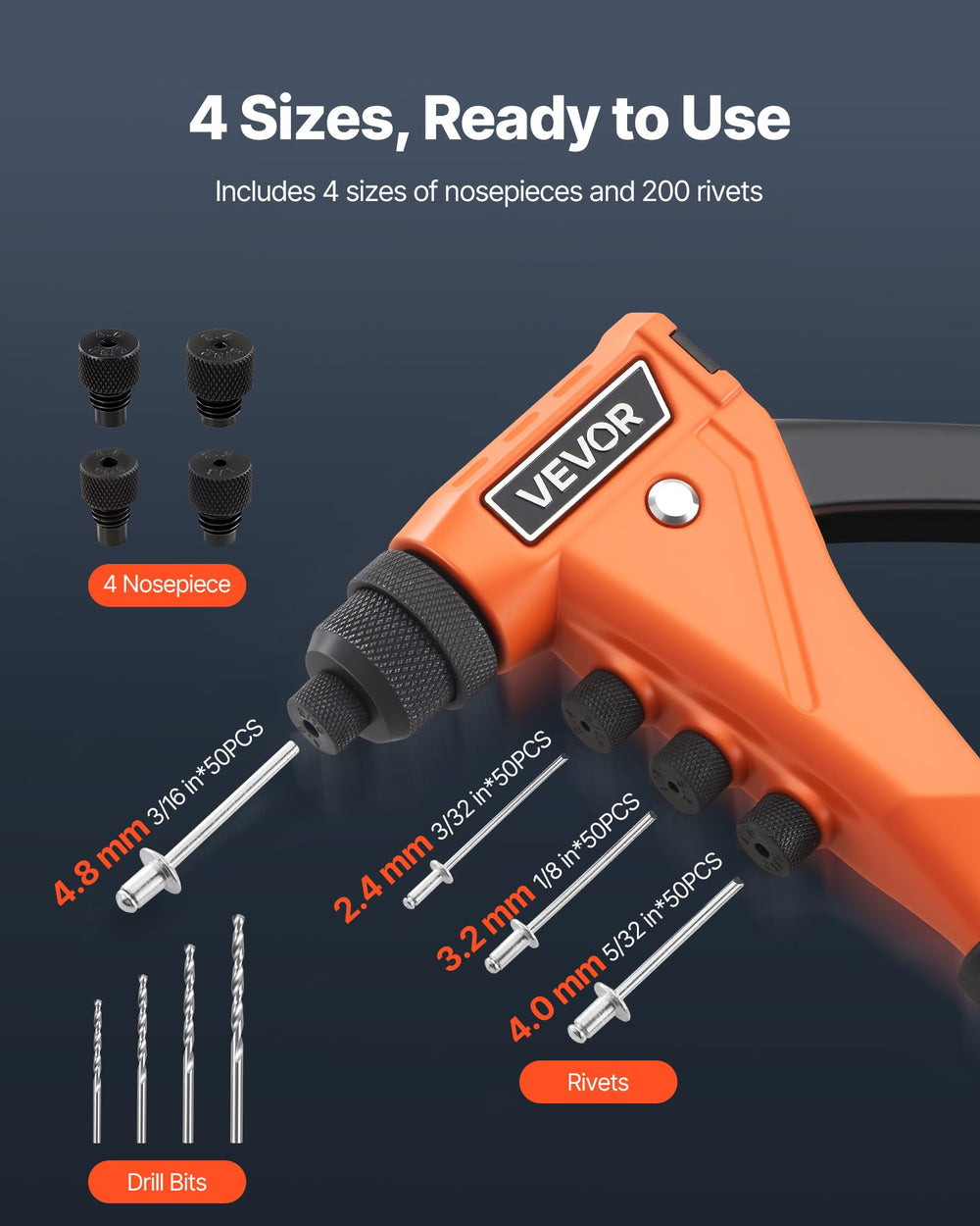 VEVOR closeup of ergonomic handle and PVC grip, improves comfort and control