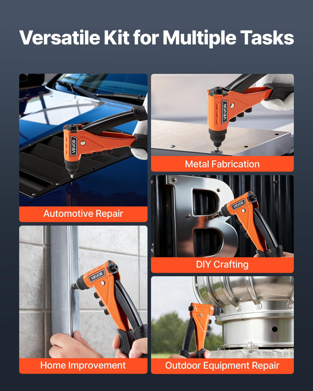 VEVOR organized carrying case with riveter and accessories, keeps parts portable